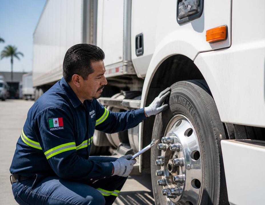 Operador revisando seguridad de unidad de carga